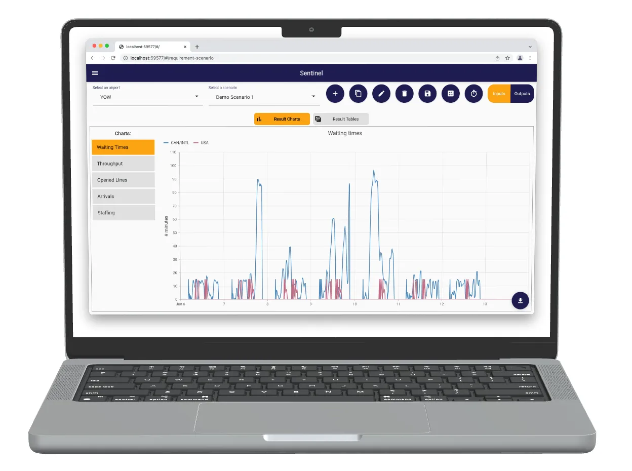 Screenshot from the sentinel app